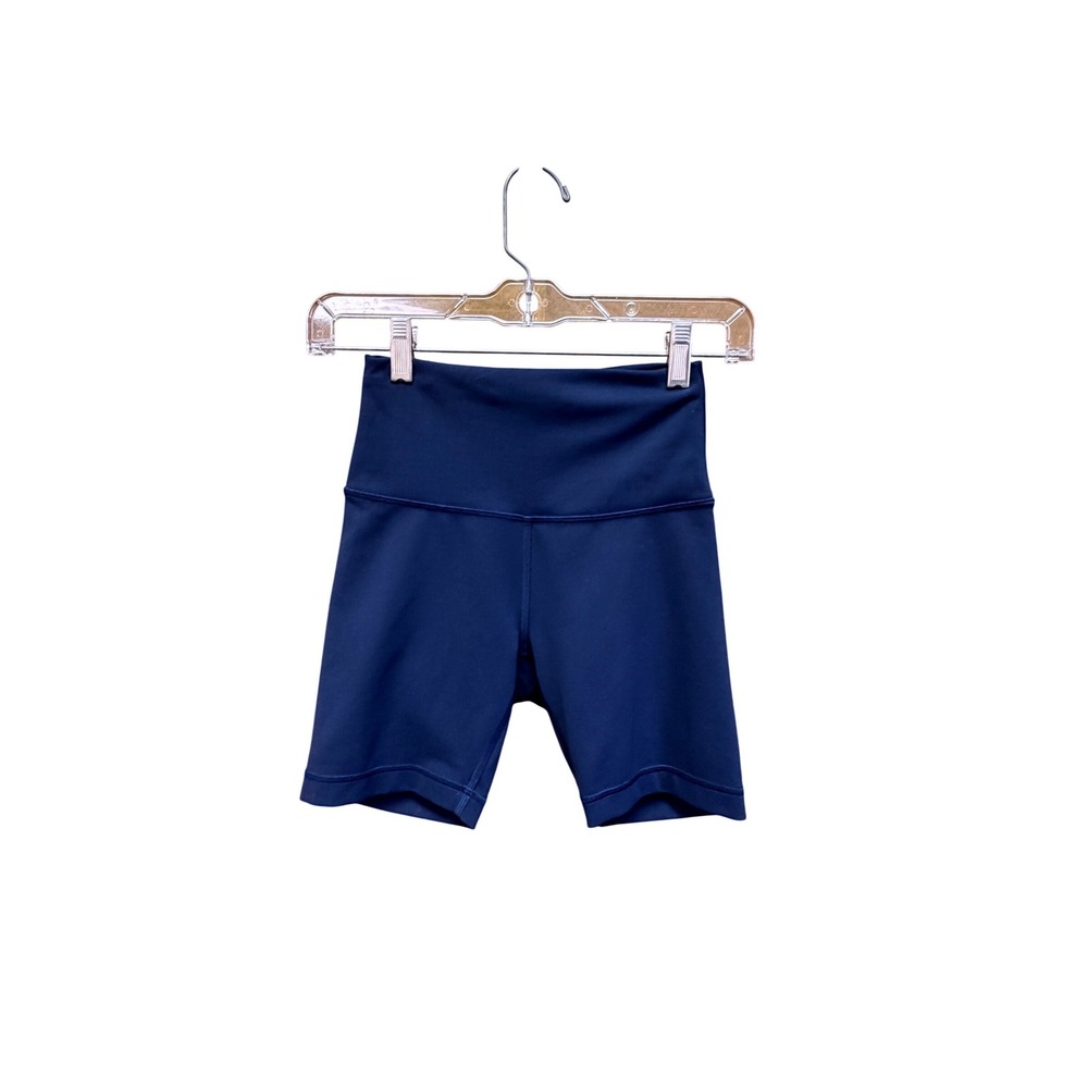 Lululemon Wunder Train High Rise Short 6 True Navy Blue Everlux LW7BESS Size 4